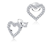 Gorgeous CZ Heart Silver Stud Earring STS-5084